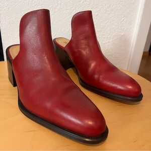 Buttero Red Leather Mules Italian 3” Heel Size EU 41